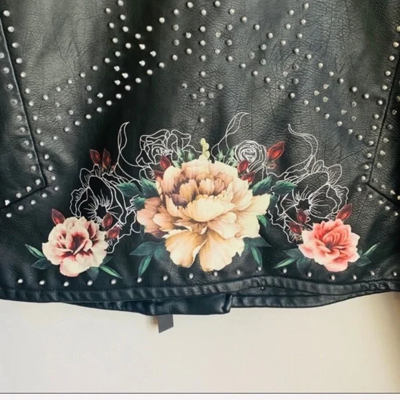 NWT Blank NYC Floral Painted Studded Moto Jacket - Picture 7 of 8